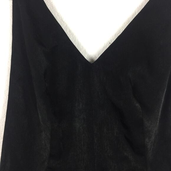 Nasty Gal Black Satin Open Back Surplice Cocktail Tapered Jumpsuit Small - Picture 4 of 12